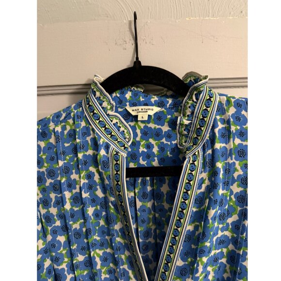 Long, short sleeve blue floral dress Max Studio Size Large - Picture 5 of 10